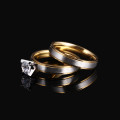 Genuine Stainless Steel and Zircon Rings Set with Gold Tone Size 9 - DO NOT FADE
