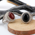 4 Colors 925 Sterling Silver Vintage Ring Big Stone for Men Women Lovers Jewelry Gift