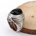 4 Colors 925 Sterling Silver Vintage Ring Big Stone for Men Women Lovers Jewelry Gift
