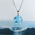 Blue Sky White Cloud Chain Pendant Necklace - Glow in the dark