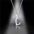 Genuine Letter ` L ` Pendant Stainless Steel With Black Leather Cord Necklace