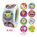 100pcs/roll "Super" Reward Sticker 8 Designs Cartoon Animals Words Sticker