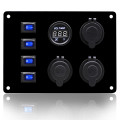 4 Gang Panel LED Rocker Switch Panel Breakers Car 12V/24V Water-Resistant Rocker Switch