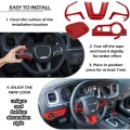 Car Steering Wheel Frame & Headlight Switch Panel Sticker & Gear Shift Trim Cover for 2015-21 Dodge
