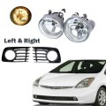 Pair Front Bumper Fog Light Lamps + Covers Kit for Toyota Prius 2004-2009 with Bulb 81221-52070