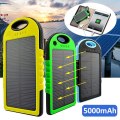 5000mAh Solar Power Bank Waterproof Dual USB Mobile Phone Fast Charger Battery + LED Light