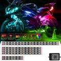 8Pcs Motorcycle LED Light Kits,APP Control RGB Multicolor Waterproof Light for Honda Kawasaki Suzuki