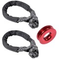 1X Red Aluminum Recovery Ring + Black Synthetic Fiber Soft Shackle Winch Ropes