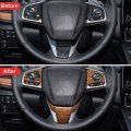 Car Wood Grain Steering Wheel Button Cover Trim for Honda CR-V CRV 2017 2018 2019 2020 2021
