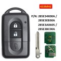 Car Keyless Entry Remote Key with 2 Button 433MHz ID46 Chip for Nissan X-Trail Qashqai Pathfinder