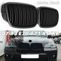 Matte Black Front Bumper Dual Slat Front Kidney Grill Grille For-BMW X5 X6 E70 E71 2007-2014
