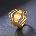 ** GENUINE STAINLESS STEEL **  Geometric Rhombus Antique Rings Gold Colour Size 8