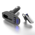 ER9 2 in 1 Hands-Free Calling Car Kit Wireless Bluetooth Headset Dual USB Charger FM Transmitter