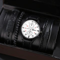 4pcs Quartz Watches Bracelet Watch Set - Black and White