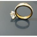 Genuine Stainless Steel Wedding Engagement Ring Gold Size 9 - WILL N OT FADE