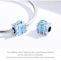 Sterling Silver S925 Bracelet Charms - Blue Travel Suitcase - FREE SHIPPING
