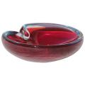 Round Ruby Red Bowl Seguso Design Italian 1960s Murano Glass Ashtray