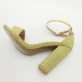 Gold Glitter Low Heeled Sandal -Size 3 4 5 6 7