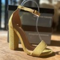 Gold Glitter Low Heeled Sandal -Size 3 4 5 6 7