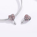 Silver Red Heart Infinity Love Charm
