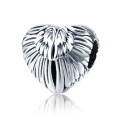 Silver Angel Wings Heart Charm