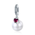 Pearl And Pink Heart Dangle Charm