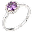 Classic Round Cubic Zirconia Halo Silver Ring