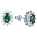 Silver Lady Diana Cubic Zirconia Cluster Earrings
