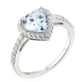 Silver 925 Heart Shape Cubic Zirconia Halo Ring