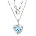 Silver 925 Heart Shape Cubic Zirconia Halo Necklace