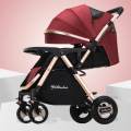 Baby Strollers Ultra-lightweight Folding Travel Baby Stroller Can Sit Can Lie  Maroon Color