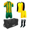 Soccer Kit with Goalkeeper Set &amp; Kit Bag - Football Team of 15 -Yellow/Green