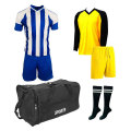 Soccer Kit with Goalkeeper Set &amp; Kit Bag - Football Team of 15 - Blue/White