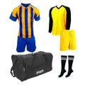 Soccer Kit with Goalkeeper Set &amp; Kit Bag - Football Team of 15 -Yellow/Blue