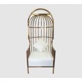 Golden Stainless Steel Royal Throne Chair With White PU Finish