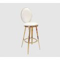Gold Bar Chair With Oval White PU Padded Finish