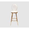 Gold Bar Chair With Oval White PU Padded Finish