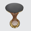 Stylish Golden Bar Table With Black Tempered Glass Top