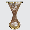 Stylish Golden Bar Table With Black Tempered Glass Top