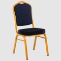 Diamond Back Banquet Chair Gold Frame & Navy Blue Patterned Fabric