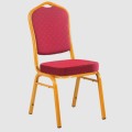 Diamond Back Banquet Chair Gold Frame & Red Patterned Fabric