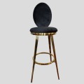 Gold Bar Chair With Oval Velvet Black Padded Finish