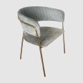 Leisure Velvet Chair In Grey With Stainless Steel Legs