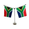 Desk Flag Stand With Flags-Double In Silver