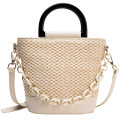 Summer straw woven small messenger bucket bag