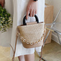 Summer straw woven small messenger bucket bag