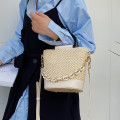 Summer straw woven small messenger bucket bag