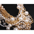 Multi-layer pearl crystal women's fashion necklace