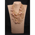 Multi-layer pearl crystal women's fashion necklace