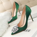 Stunning women's stiletto high heels with rhinestone buckle